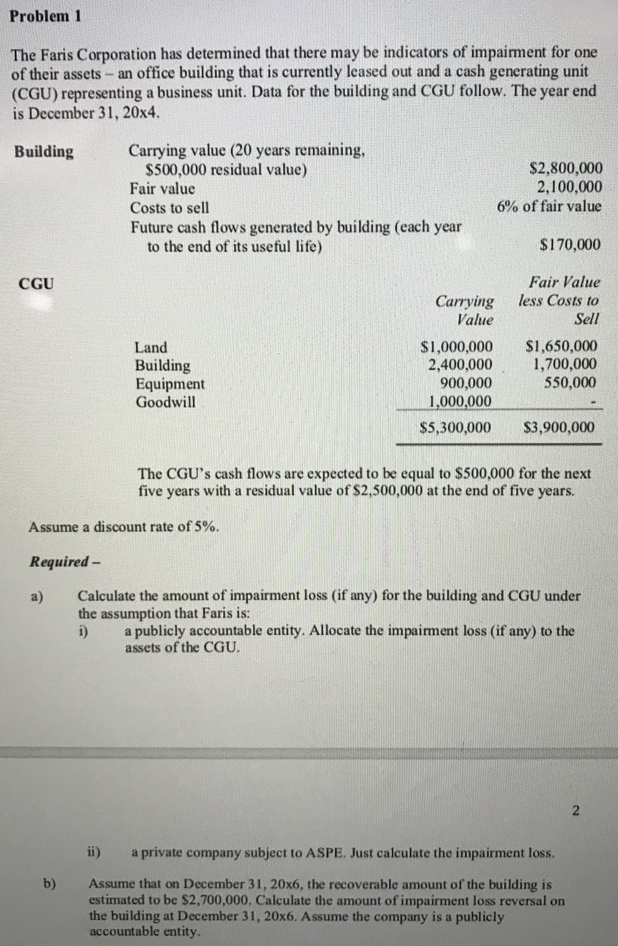 please solve this problem Problem 1 The Faris Corporation has determined that