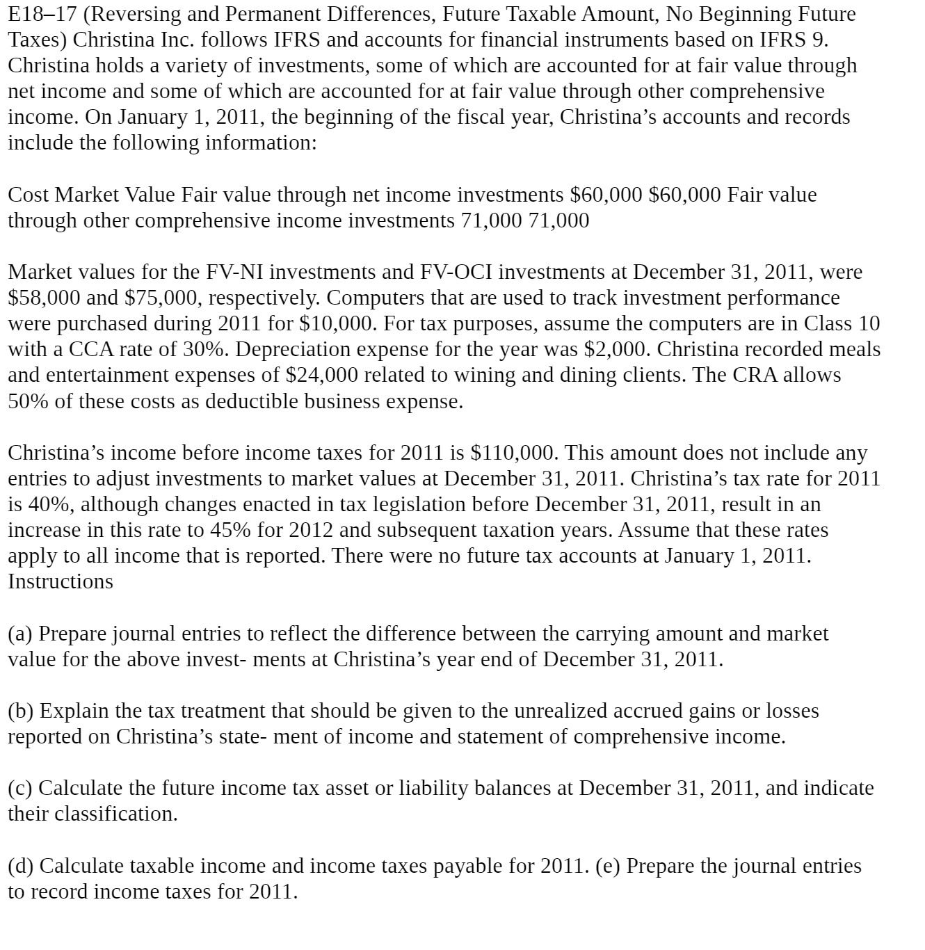 E1817 (Reversing and Permanent Differences, Future Taxable Amount, No Beginning Future
