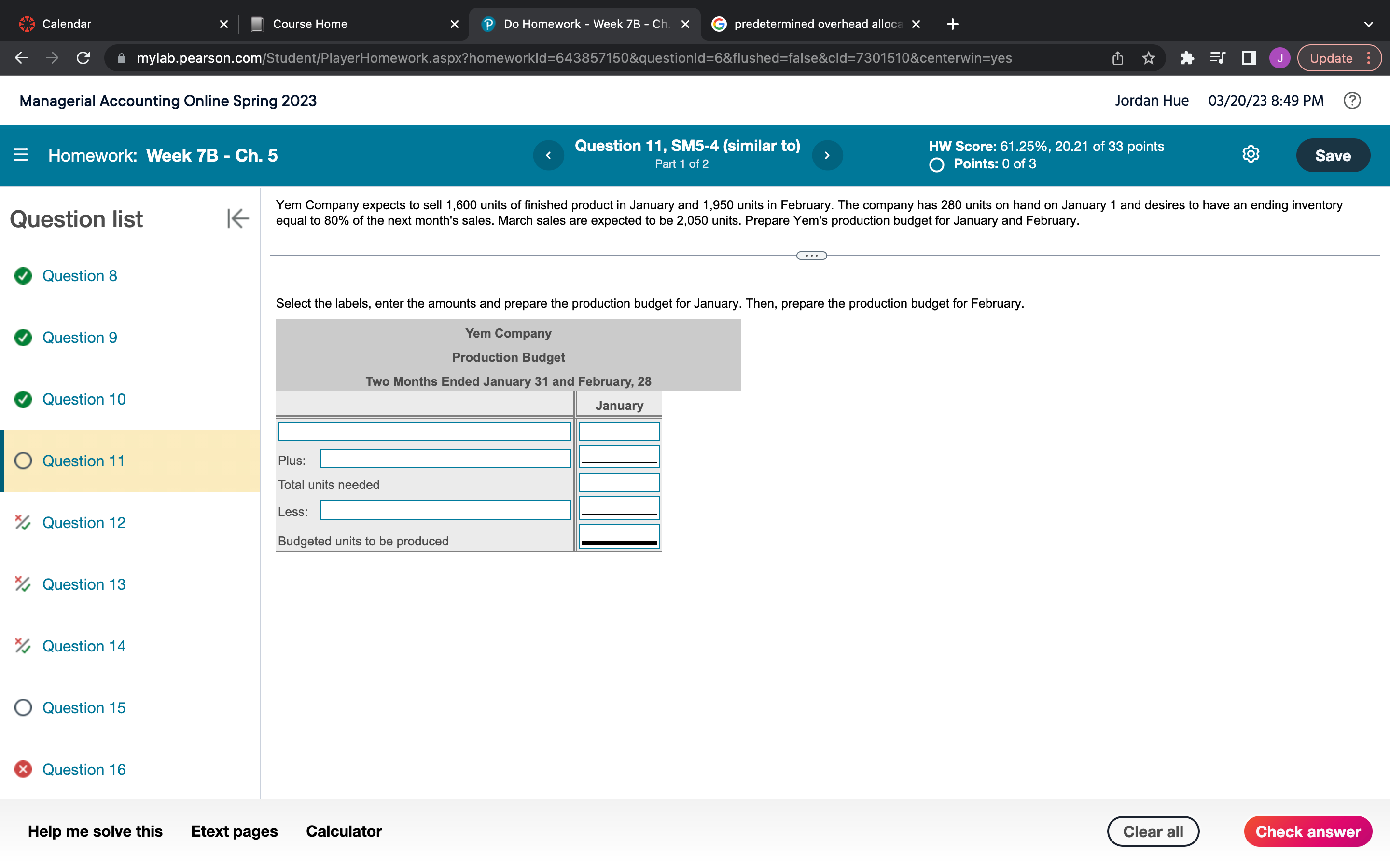 #11 Calendar Course Home X P Do Homework - Week 7B -