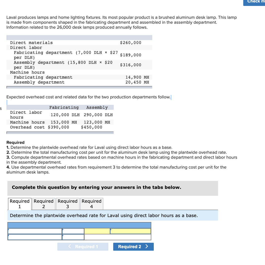 Please help answer all 4 steps. Laval produces lamps and home lighting