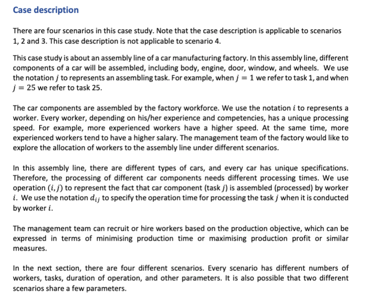  Case description There are four scenarios in this case study. Note