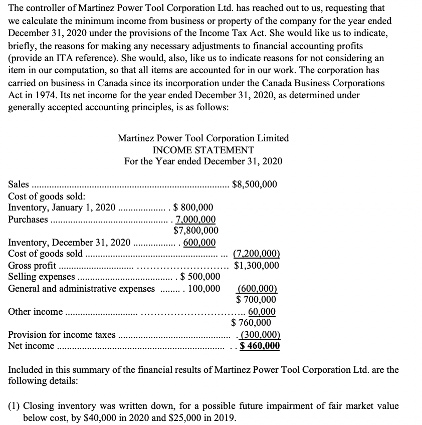 Please help me with this question. Thank You! The controller of Martinez