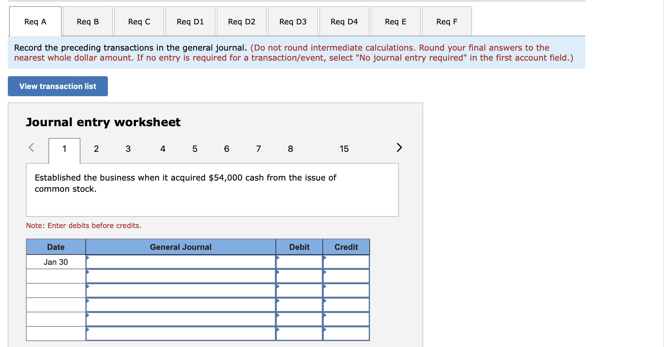 The following transactions pertain to Smith Training Company for Year 1: January