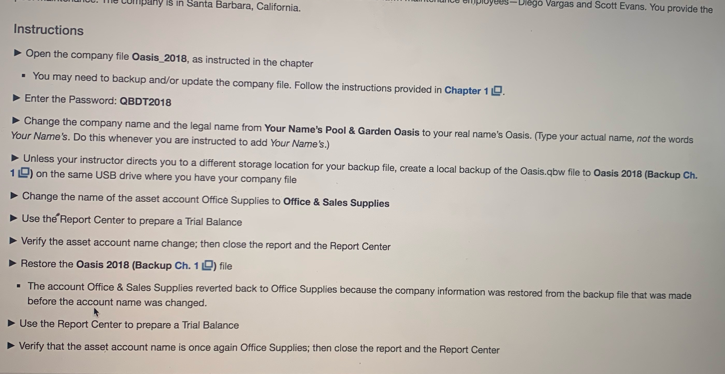 Quick book chapter 1 (step by step with detail please ees- Diego