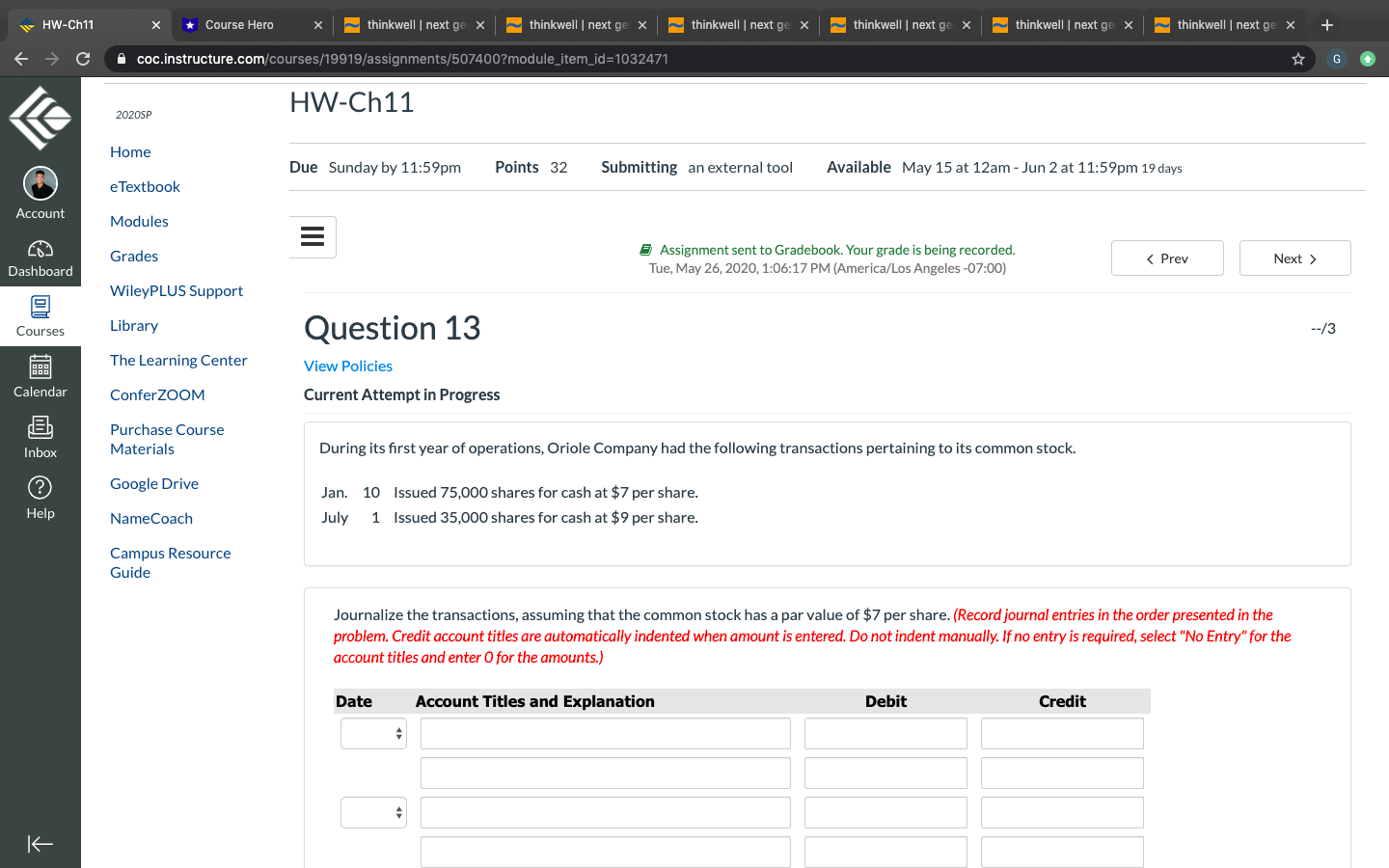  " HW-Ch11 X * Course Hero X thinkwell | next ge