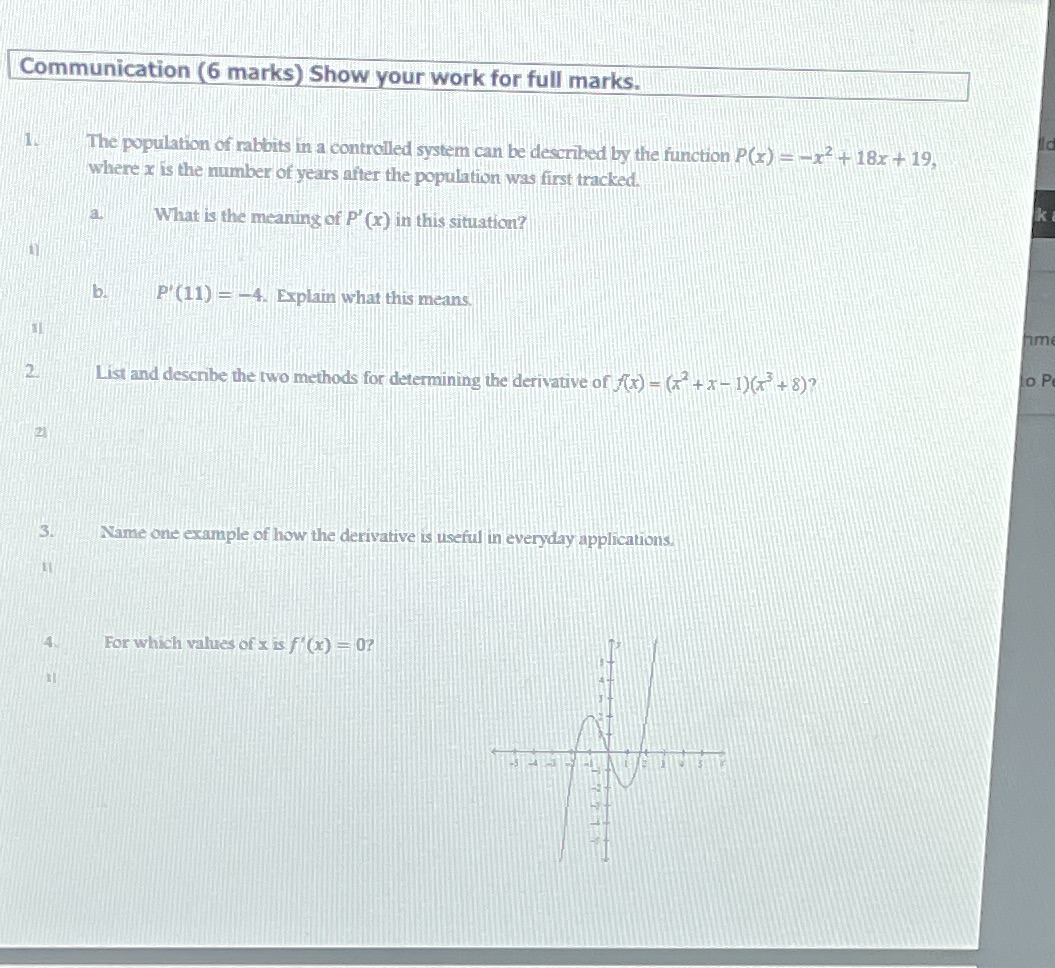  Communication (6 marks) Show your work for full marks. The population
