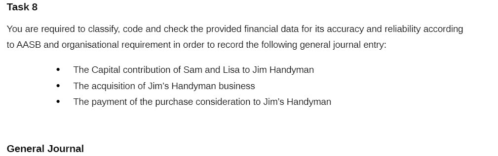 Task 8 You are required to classify, code and check the