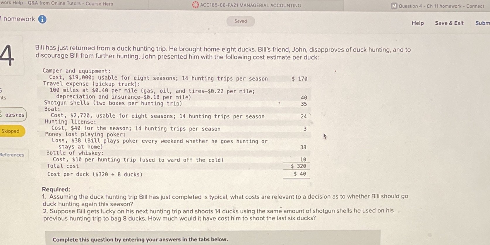 work Help - Q&A from Online Tutors - Course Hero ACC185-06-FA21