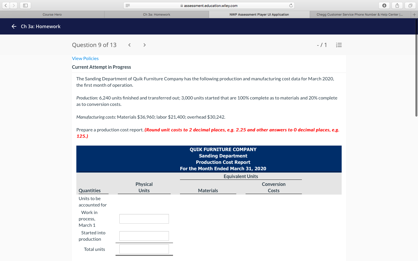 top to bottom! I assessment.education.wiley.com C Course Hero Ch 3a: Homework NWP