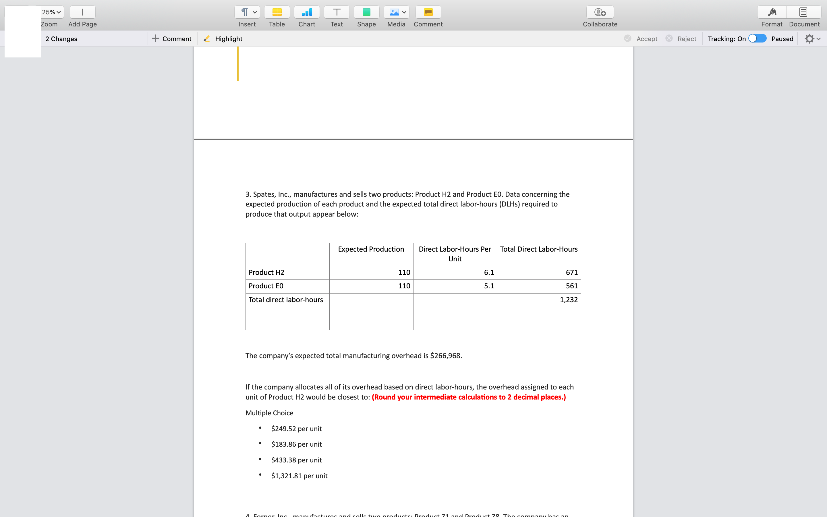 Tracking: On Format Document Paused Gelinas, Inc., manufactures and sells two products: