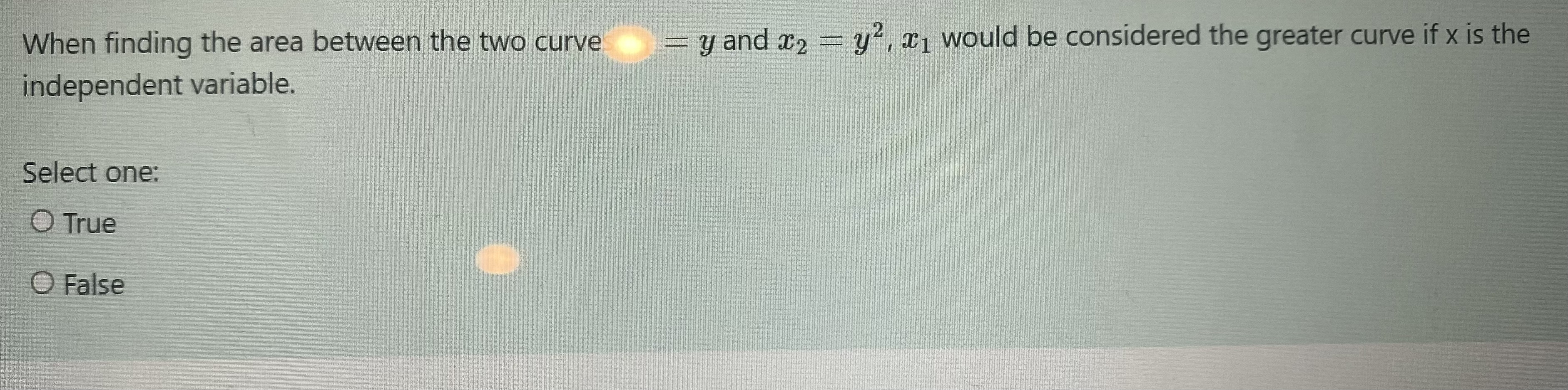  When finding the area between the two curve = y and