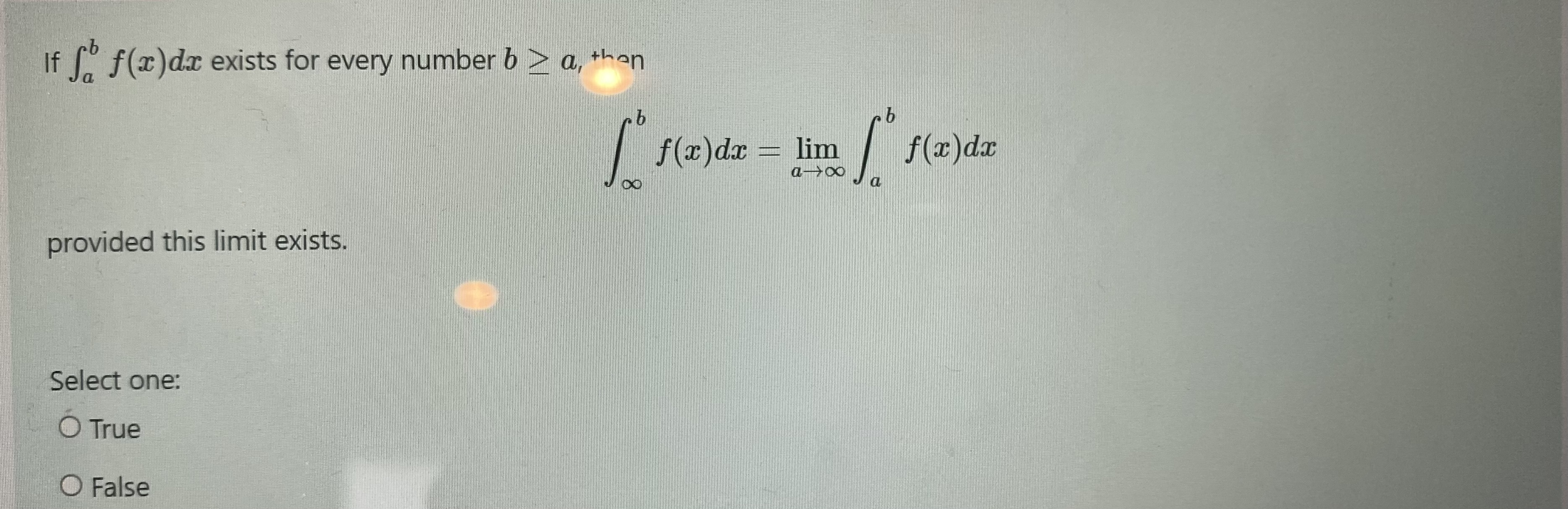 is the independent variable. Select one: O True O FalseThe following equality
