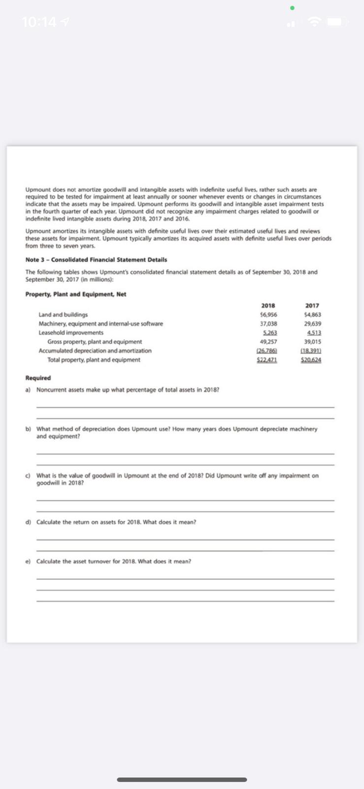 6 7 Upmount Inc. reported the following information on their annual financial