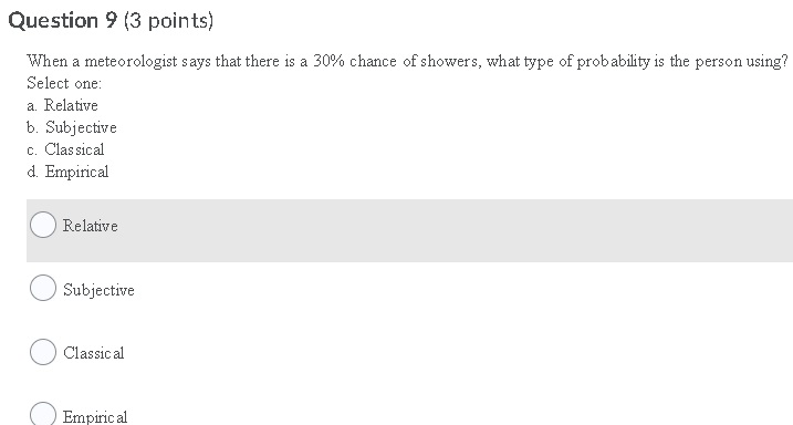getting an odd number less than three is Select one: C 1/2