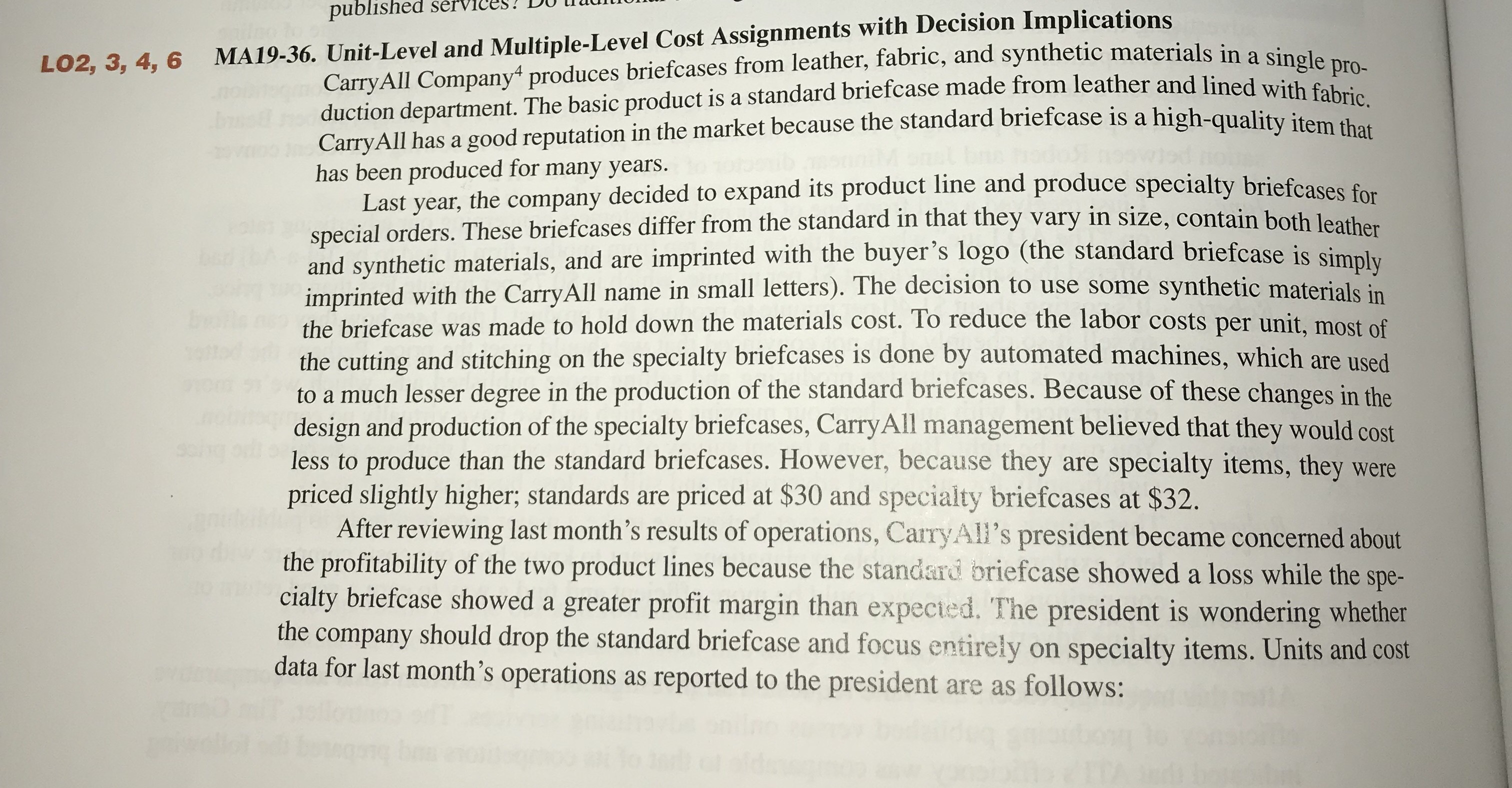  published services LO2, 3, 4, 6 MA19-36. Unit-Level and Multiple-Level Cost