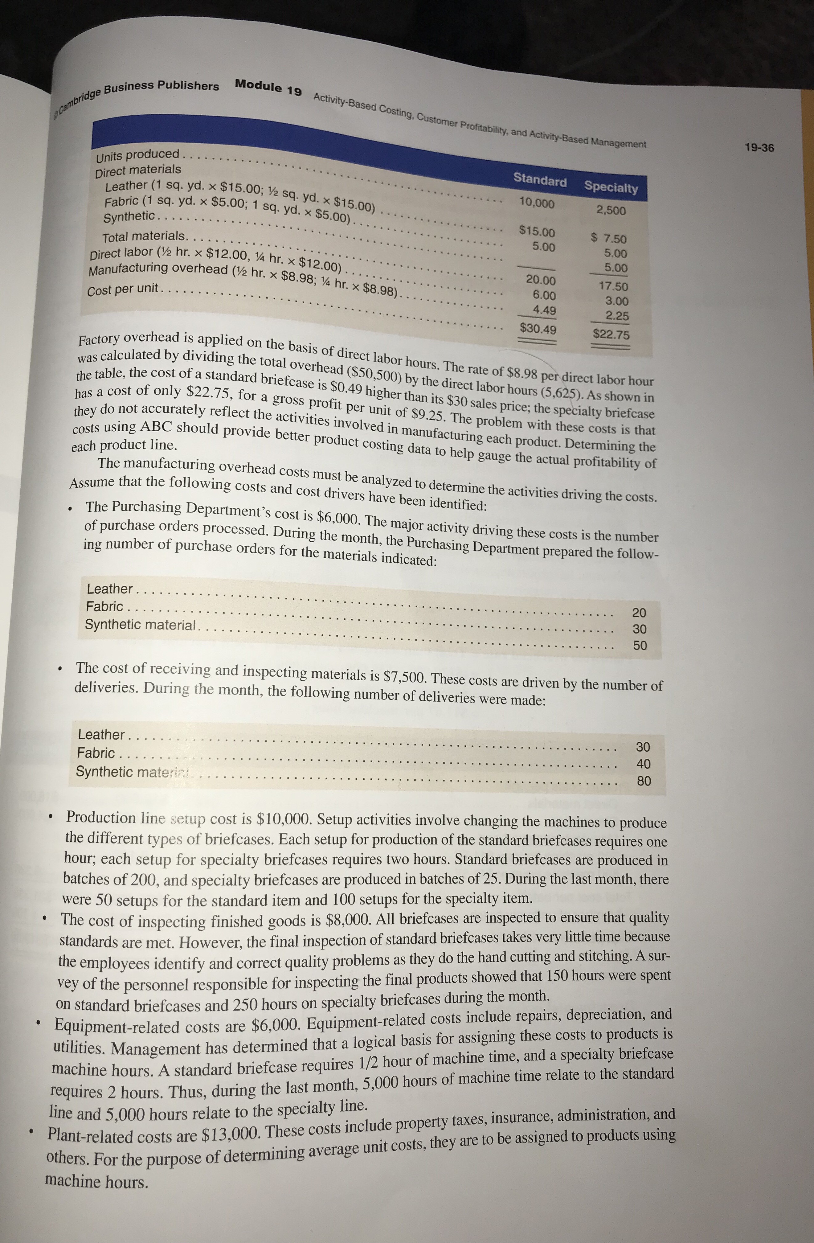 Assignments with Decision Implications Carry All Company produces briefcases from leather, fabric,