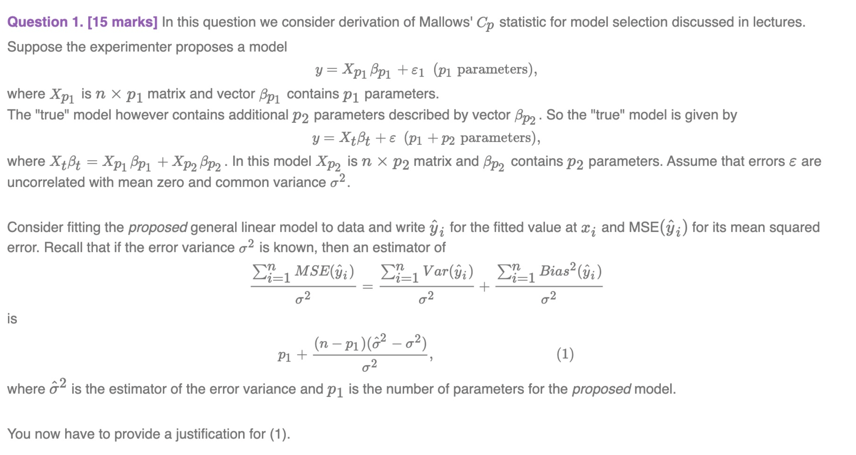It is a Stat Question Question 1. [15 marks] In this question