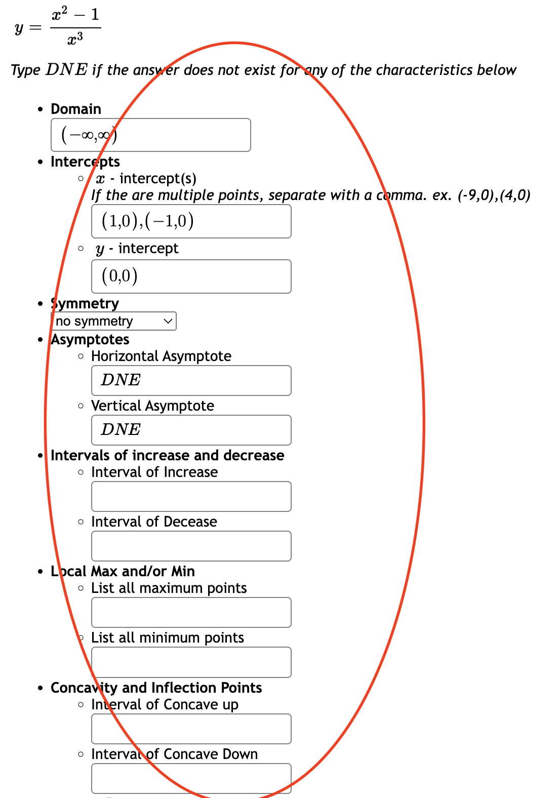  y = 23 Type DNE if the answer does not exist