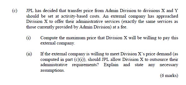 two divisions I and Y; which are supported by an Administrative {\"Admin']