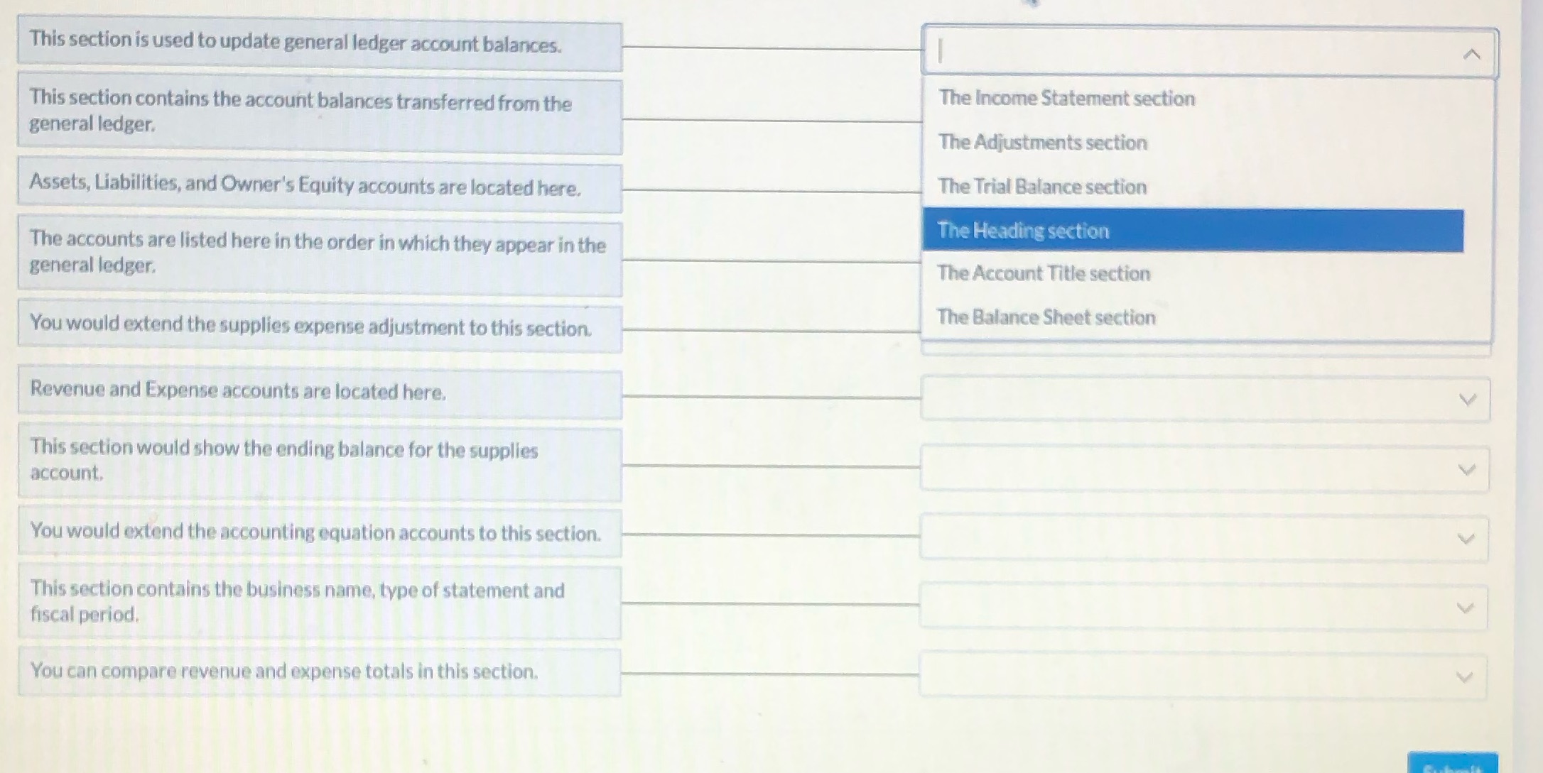 Please match them correctly thanks This section is used to update general