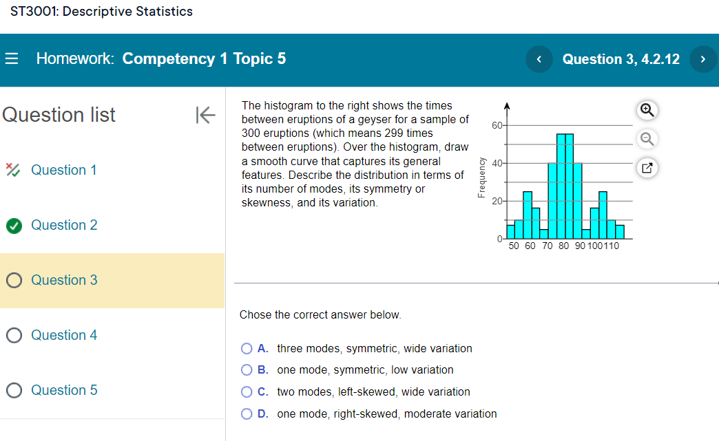  ST3001: Descriptive Statistics I Homework: Competency 1 Topic 5 Question 3,