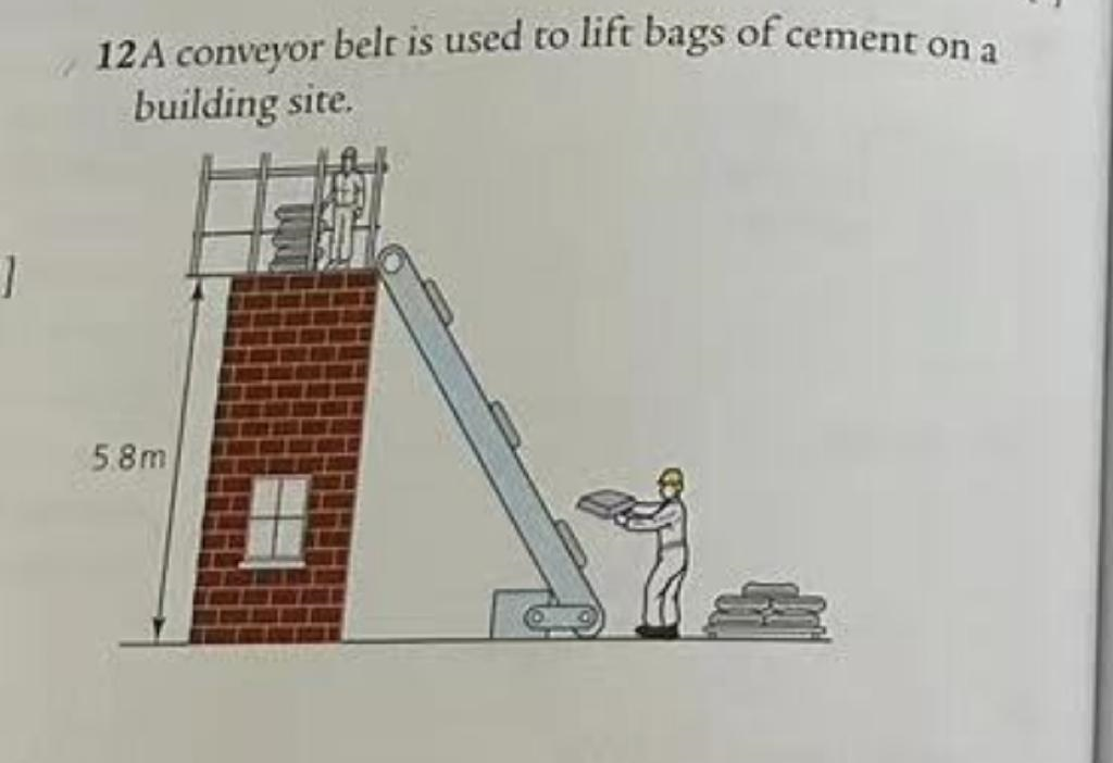 12A conveyor belr is used to lift bags of cement on a