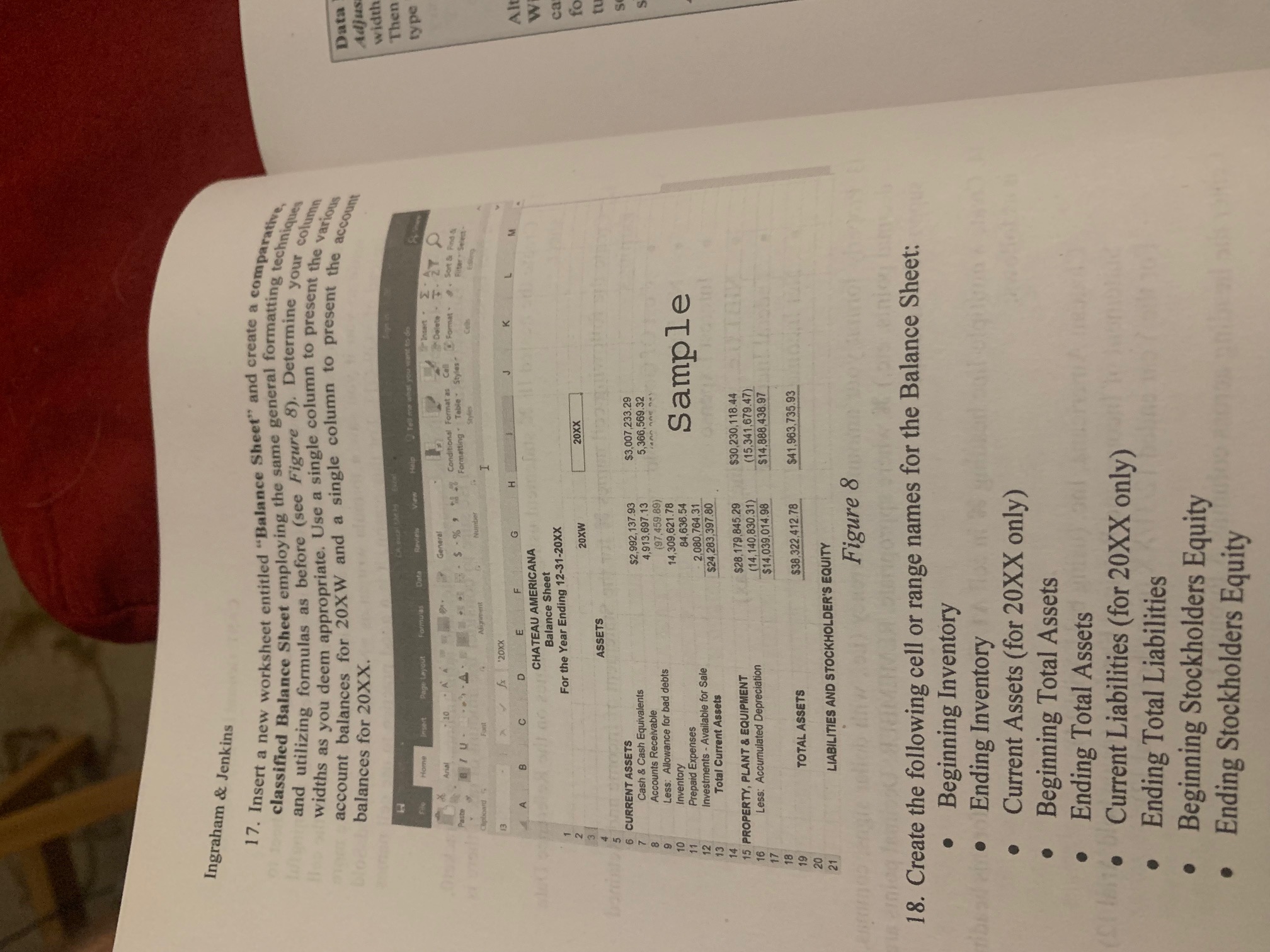 Need help solving this. Ingraham & Jenkins 17. Insert a new worksheet