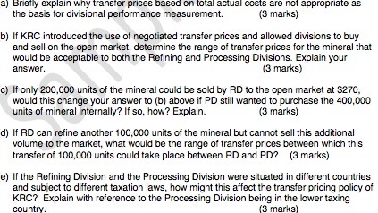  ) Booty explain why transfer prices based on total actual costs