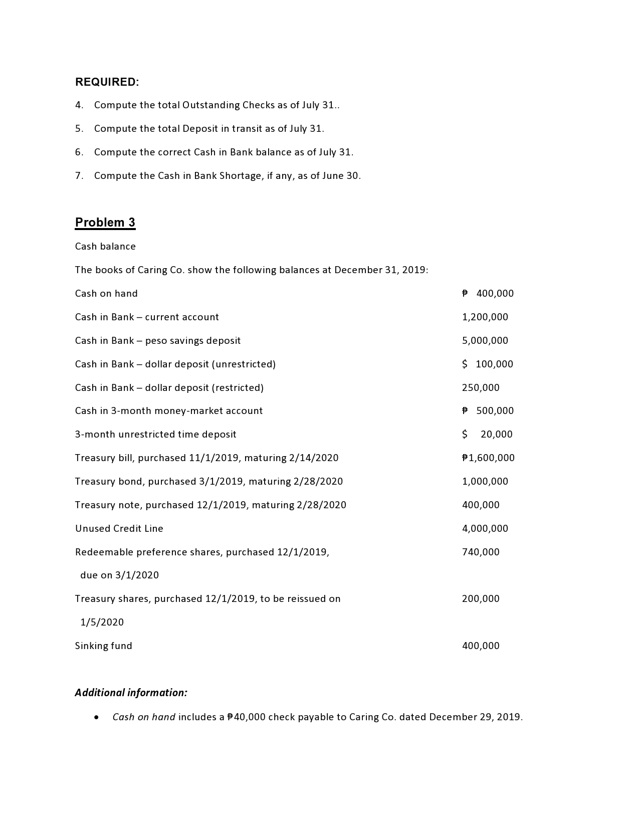 Cash Collections combined as of as of January 5, 2020 during the