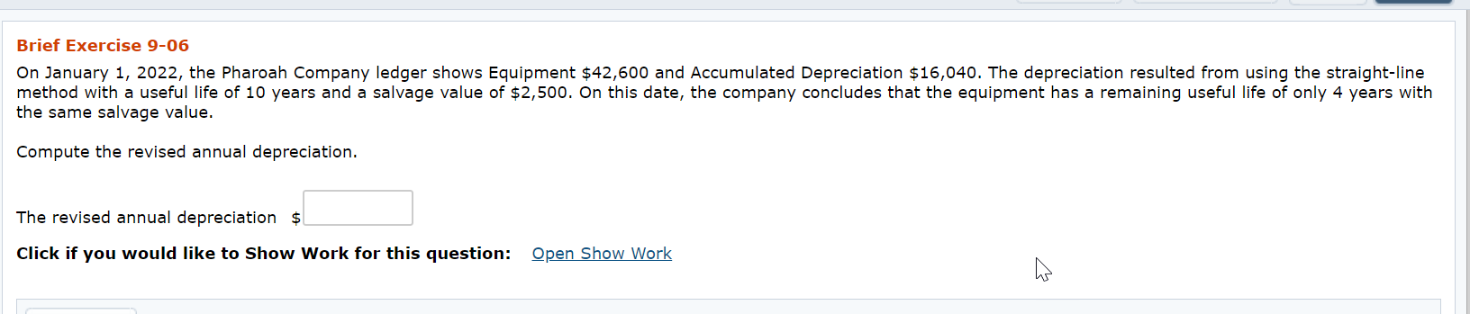 Please help with the following question Brief Exercise 9-06 On January 1,