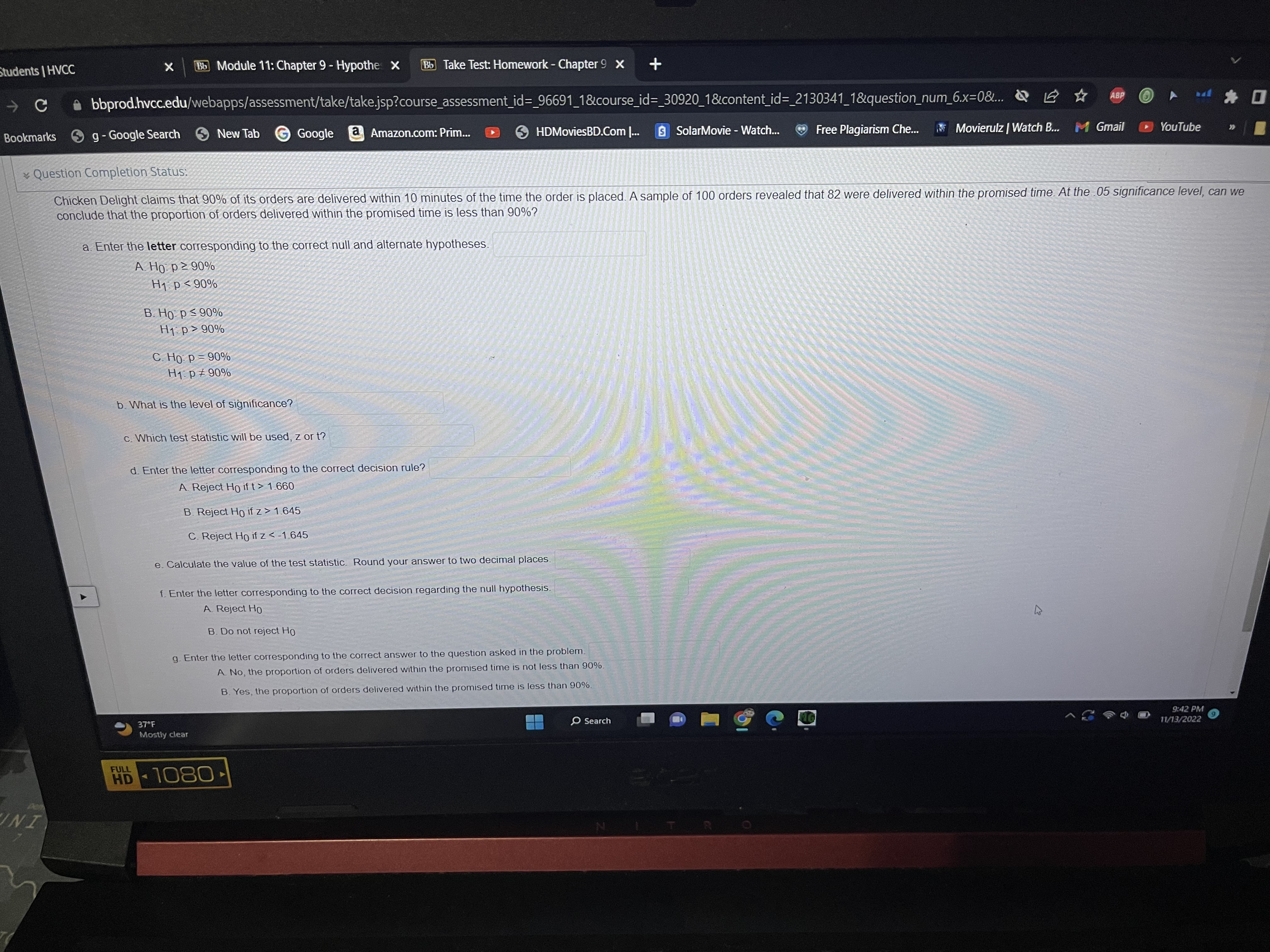  students | HVCC X Bb Module 11: Chapter 9 - Hypothe