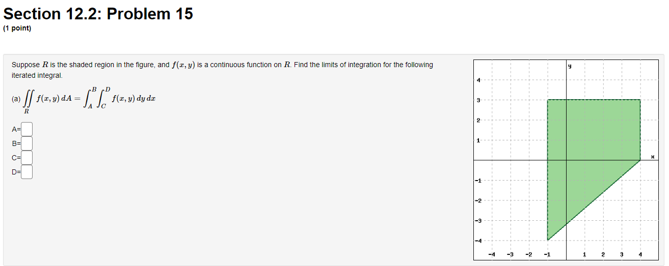 the region of integration in the xy-plane? ? v (b) Write the
