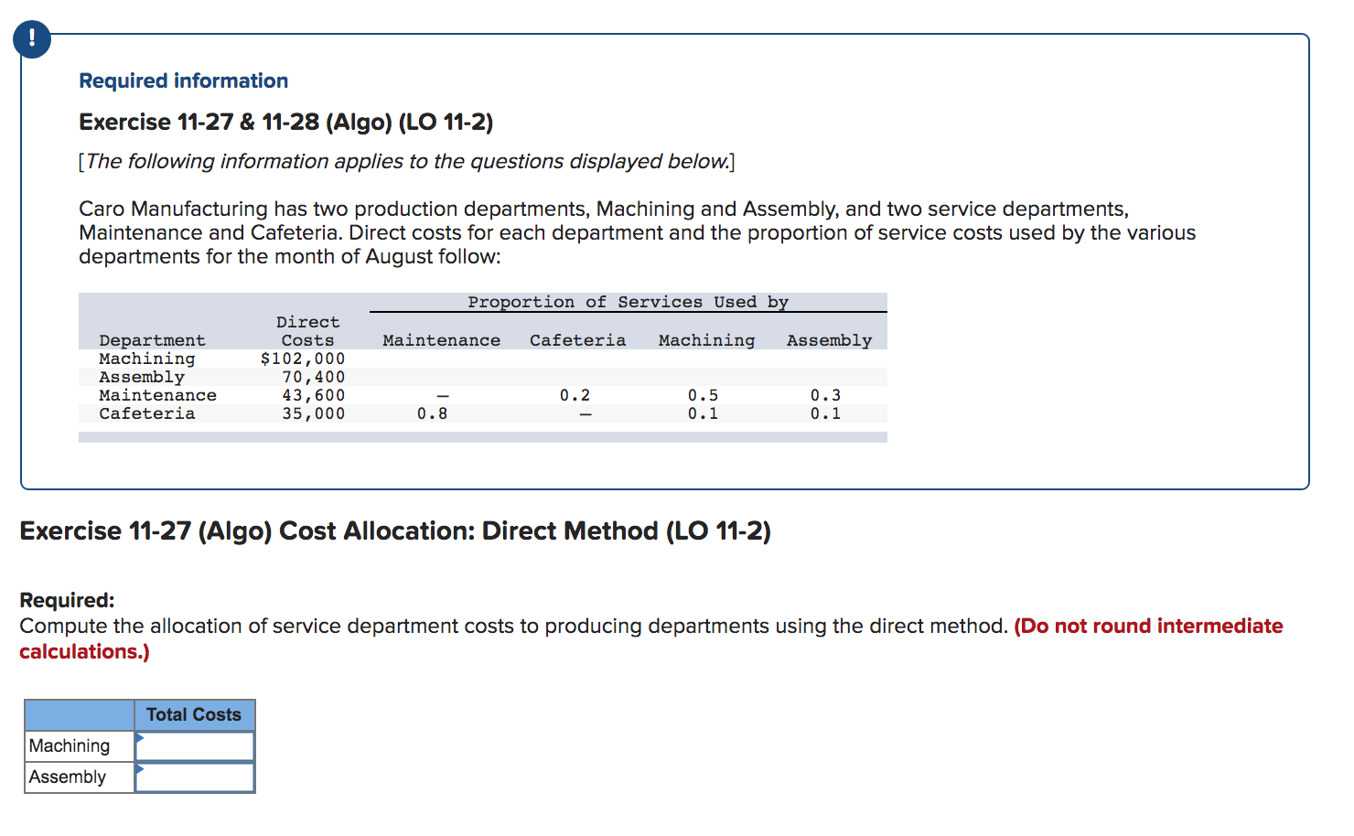 Question is in the attachment Required information Exercise "-27 8. 11-28 (Algo)
