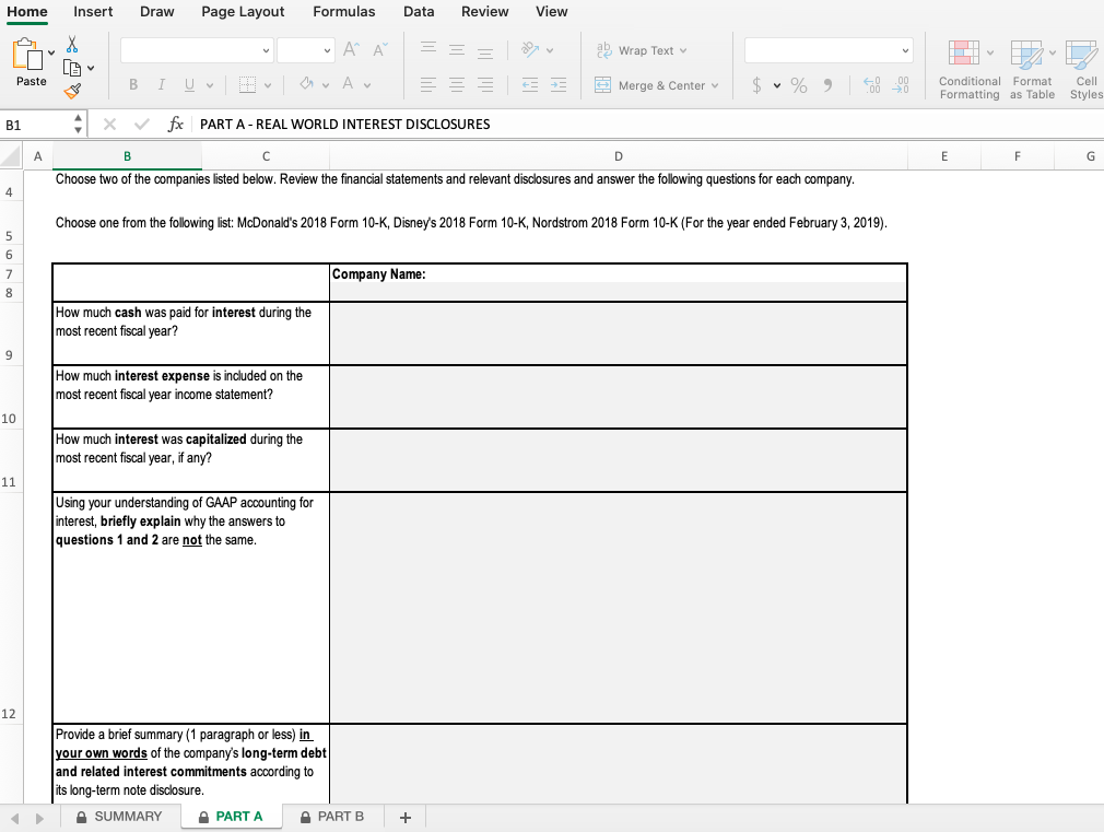 B (Financial Statement impacts of interest - 2 pics) of the excel