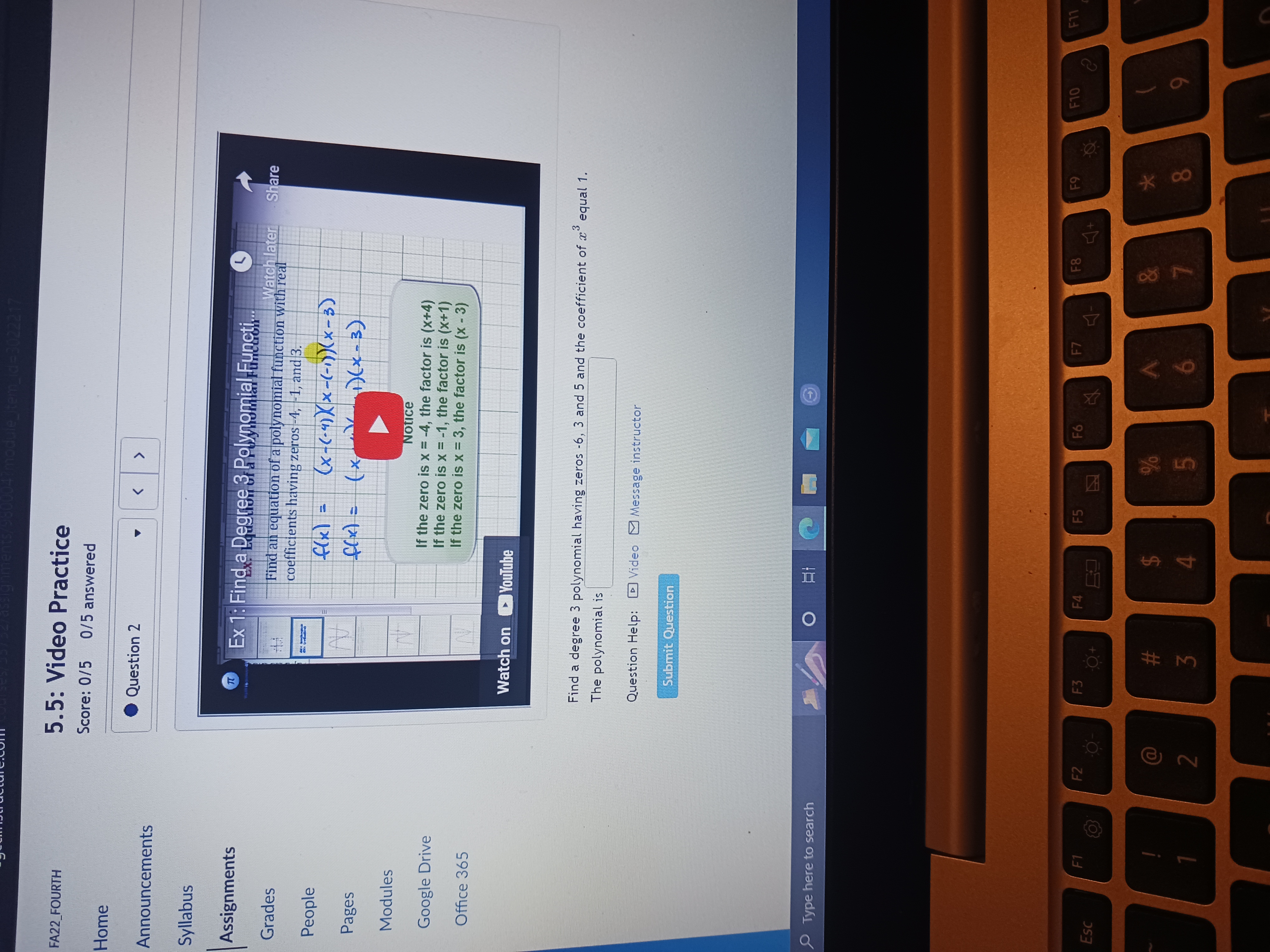 FA22_FOURTH 5.5: Video Practice Score: 0/5 0/5 answered Home Question 2