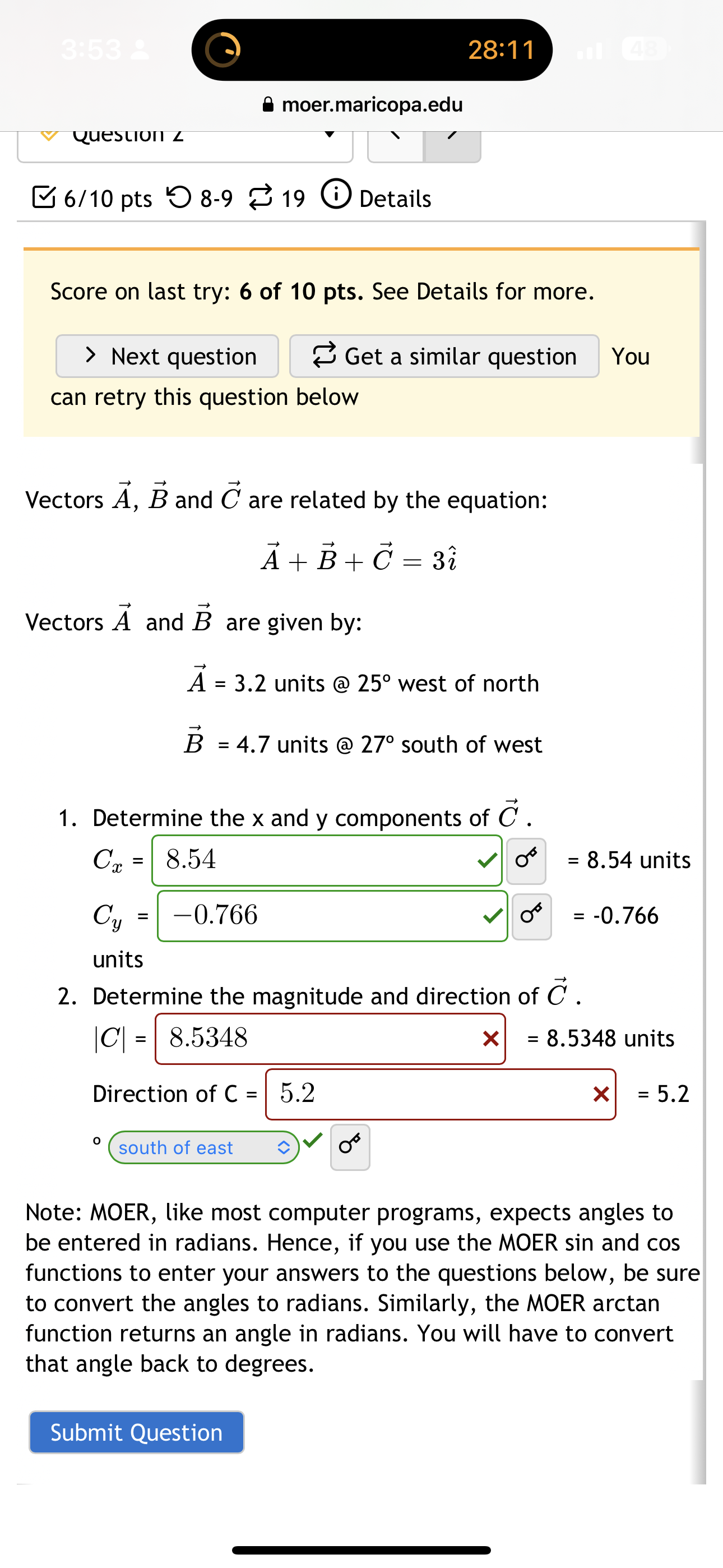 28:1 1 a moer.maricopa.edu 6/10 pts 0 8-9 19 Details Score on