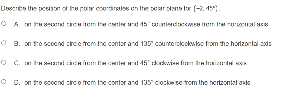 (-1, V3) O D. (x,y) = (1,- V3Which of the following polar