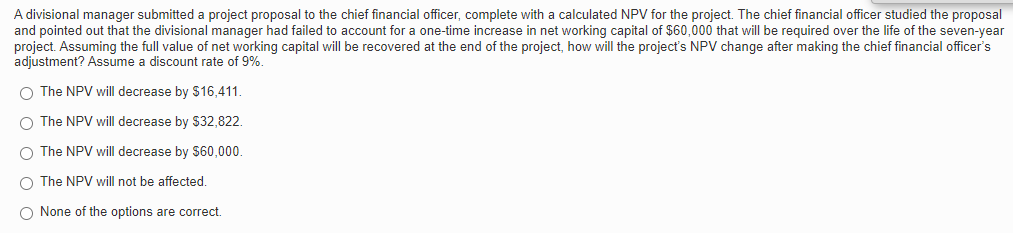  A divisional manager submitted a project proposal to the chief financial