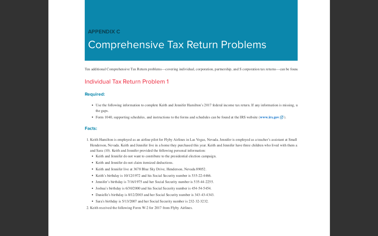  Comprehensive Tax Return Problems Ton additional Compiehensive Tax Return pmblemscovorutg individual.