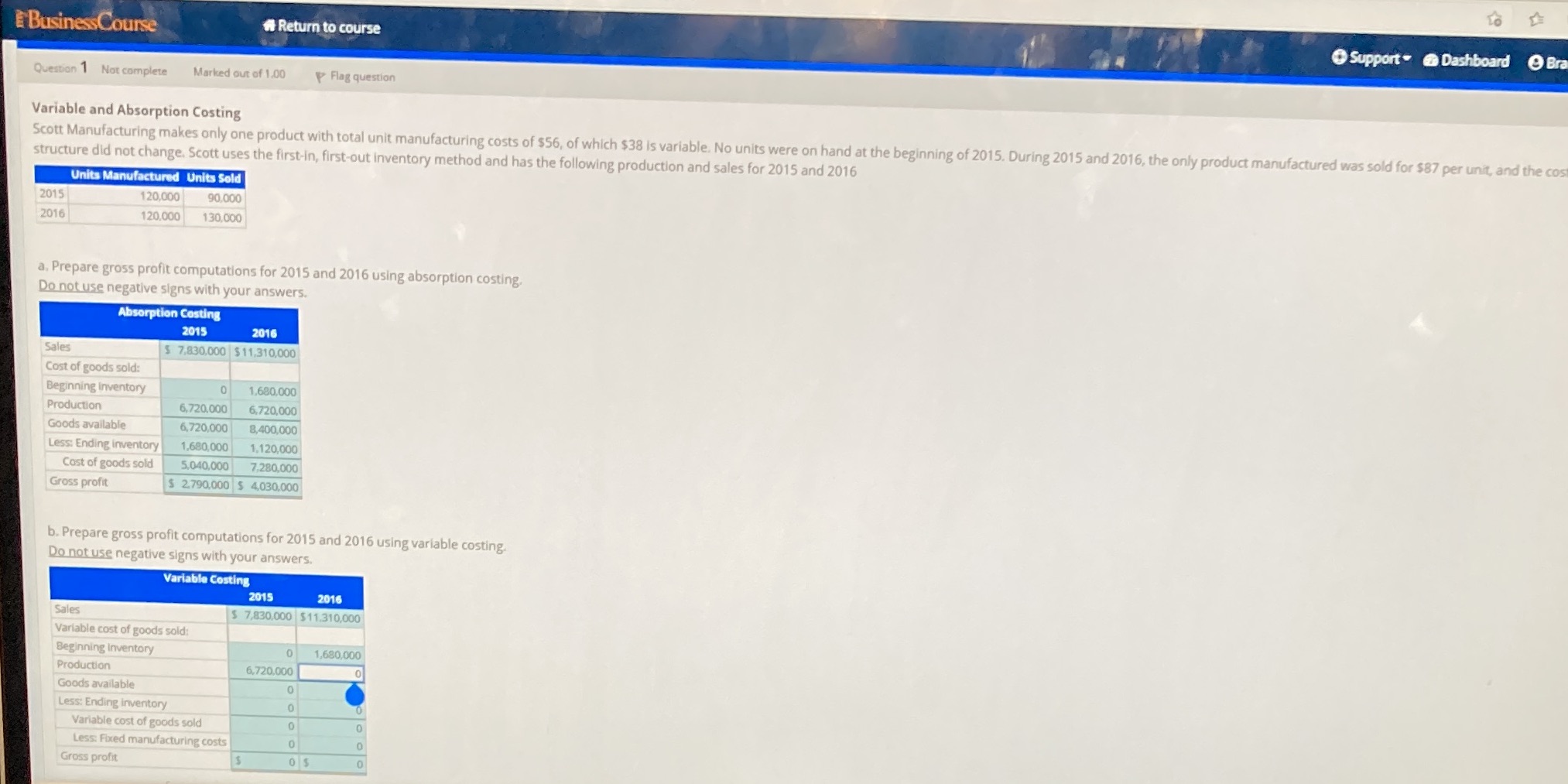 How do I prepare a gross profit computations for 2015 and 2016