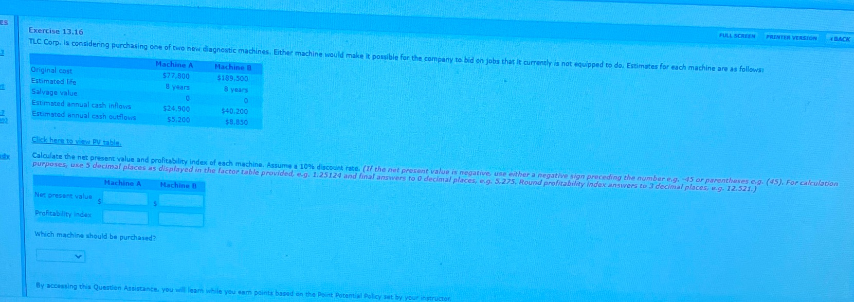  FULL SCREEN PRINTER VERSION BACK ES Exercise 13.16 TLC Corp. is