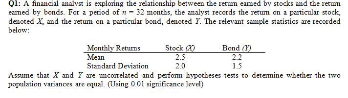 Q1 : A financial analyst is exploring the relationship between the return