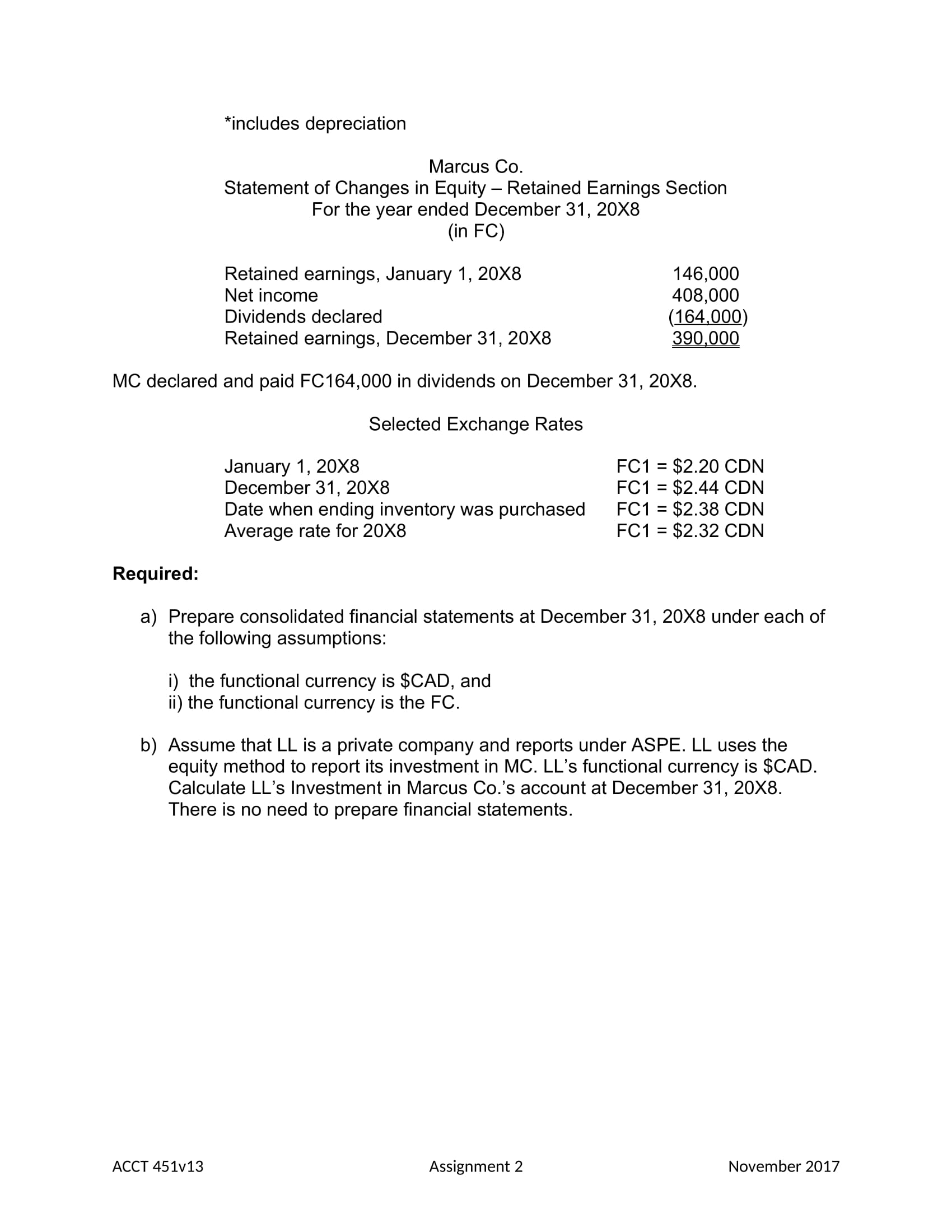 a foreign company for FC 623,200. At the acquisition date, the carrying