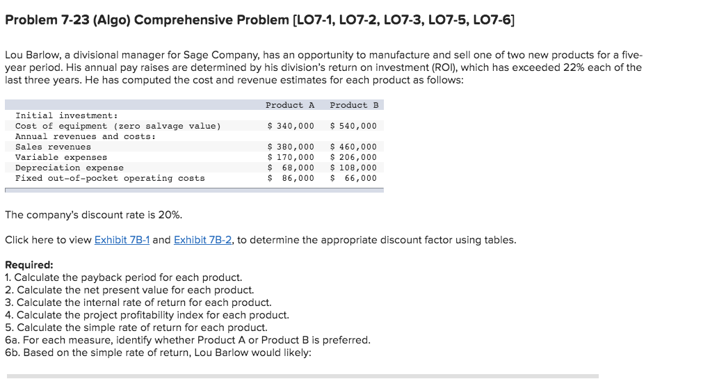 .......... Problem 7-23 (Algo) Comprehensive Problem [LO7-1, LO7-2, LO7-3, LO7-5, LO7-6] Lou