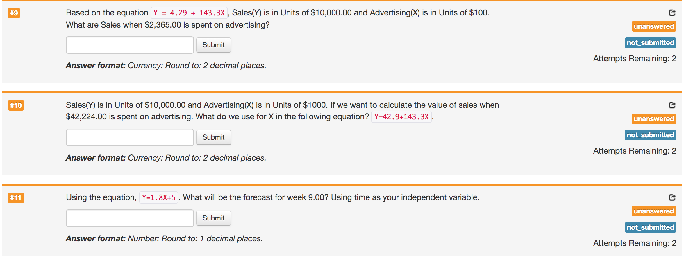 Advertising (thousands of $) Answer format: Text df Coefficients 4 27 l