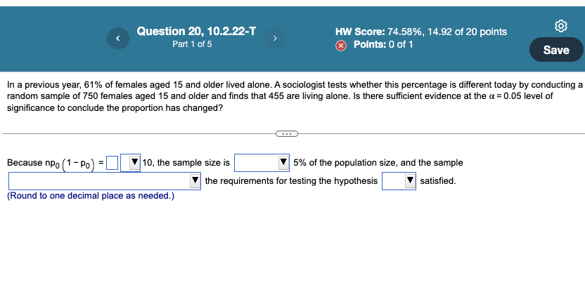 greater than less than Because npo 1 p0 10' the ample size