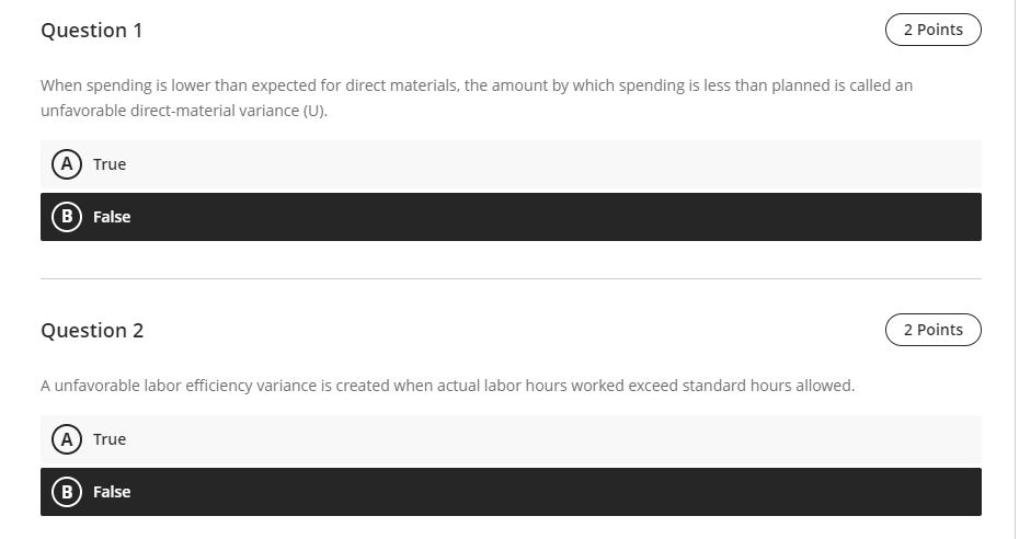  Question 1 2 Points When spending is lower than expected for