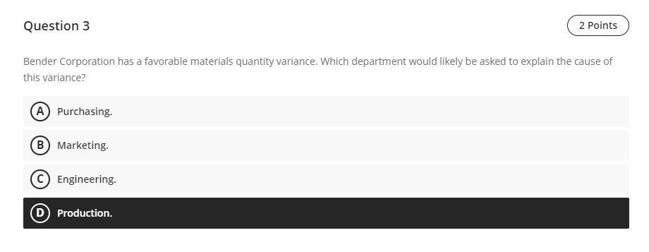 direct materials, the amount by which spending is less than planned is