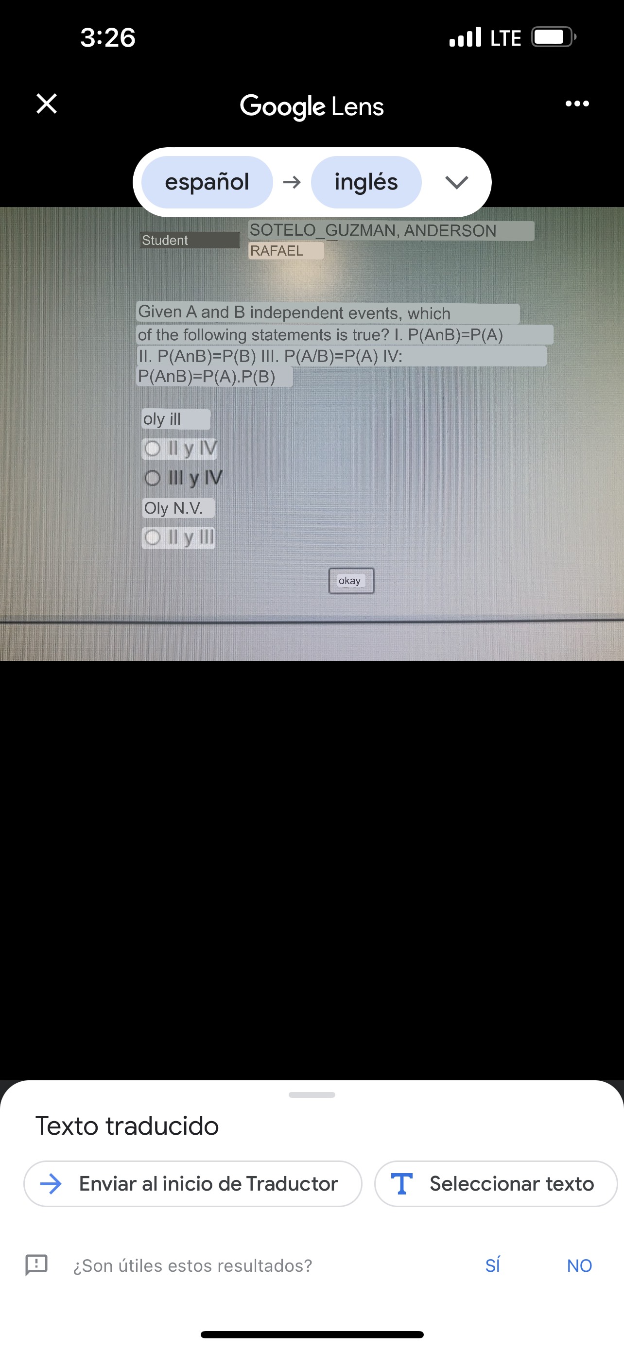 Enviar al inicio de Traductor T Seleccionar texto Son utiles estos resultados?