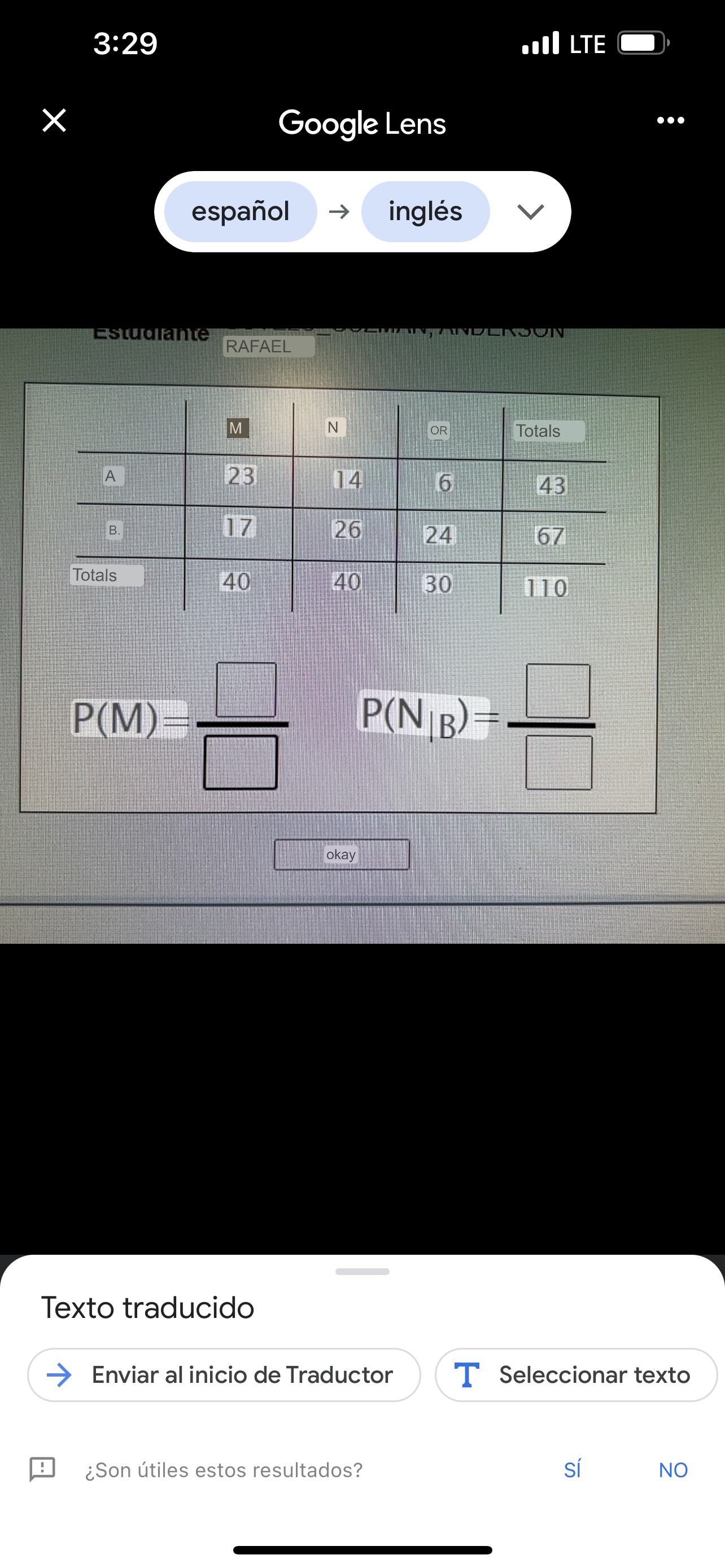 Can the following result be given: P(A)=0.6; P(B)=0.5; (AnB)=0? Nope Or if